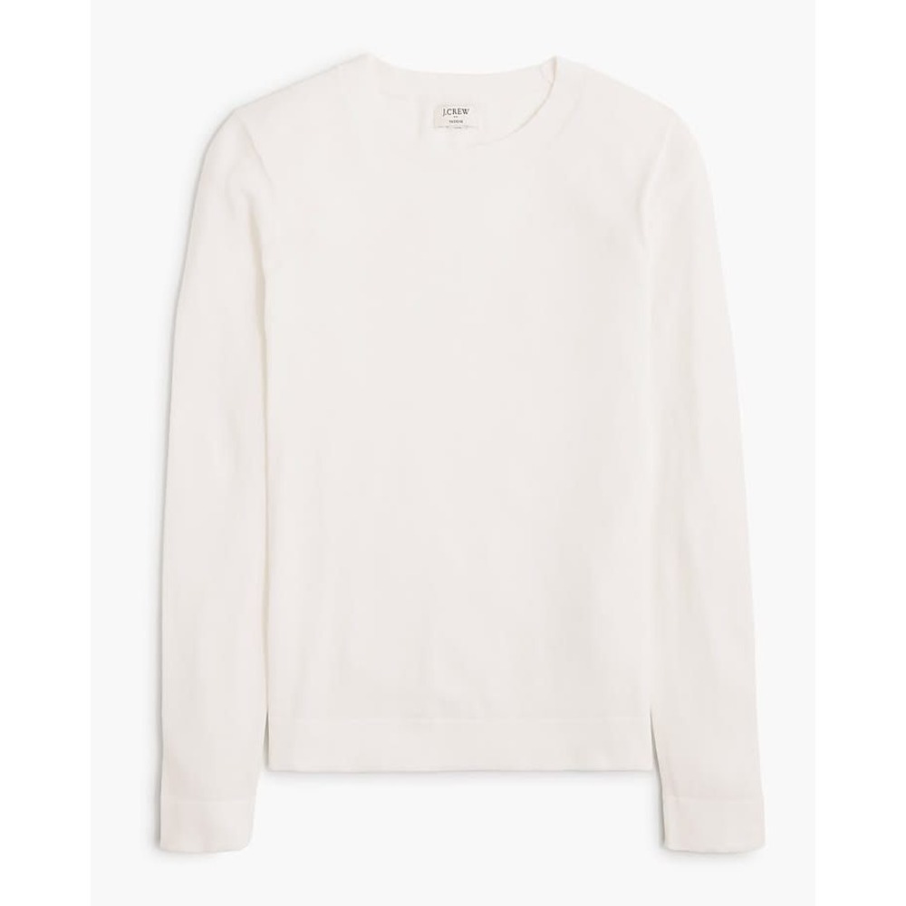 J.Crew Teddie Sweater Women XS White Crew Neck Long Sleeve Preppy Coastal Chic